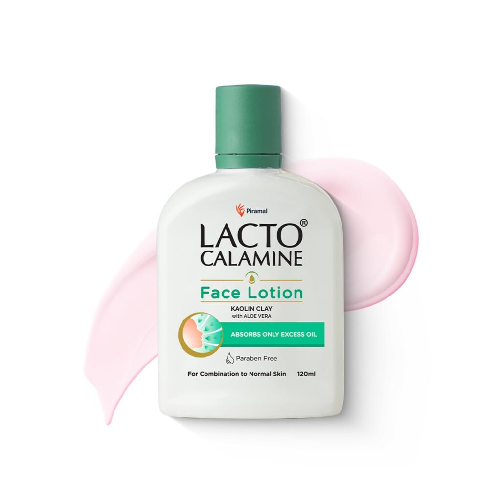 Lacto Calamine Face Lotion | 120ml | Daily Moisturizer For Face - Combination To Normal Skin | Kaolin Clay & Aloe Vera | Abosrbs Excess Oil | Fights Pimples, Darkspots & Blackheads | Body Lotion