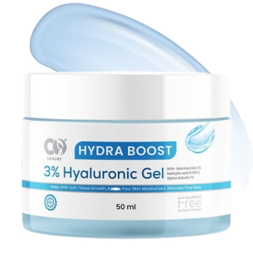CO Luxury Hydra Boost Hyaluronic Acid Moisturizer | 5X Hydration Water Gel | Salicylic Acid & Niacinamide | Lightweight Face Moisturizer for Oily, Dry & Sensitive Skin | Men & Women | 50ml