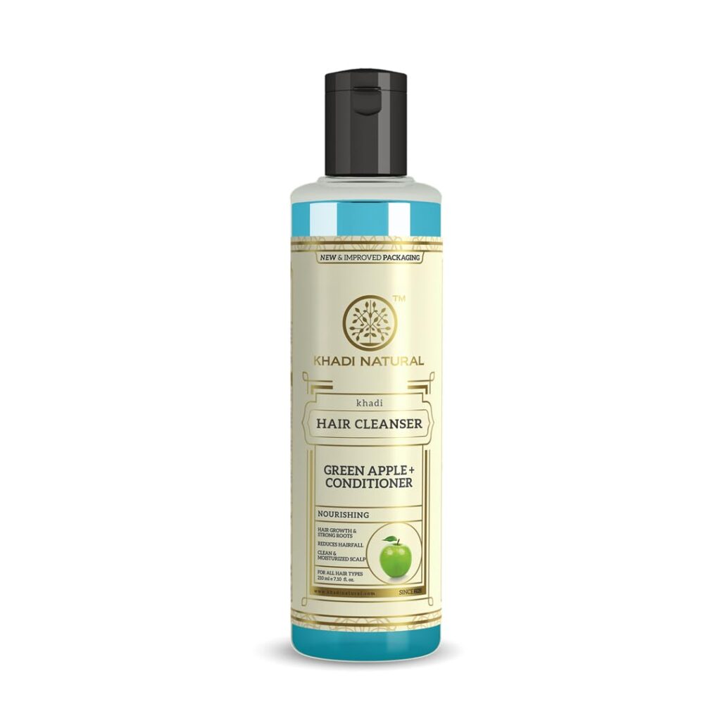 KHADI NATURAL Green Apple + Conditioner Hair Cleanser/Shampoo, 210ml