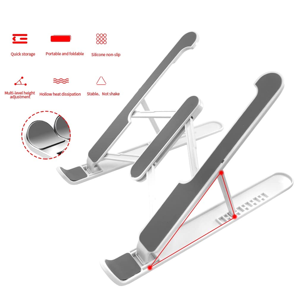 Leeonz Laptop Stand Laptop Holder Portable Computer Stand Desktop Holder Mount Foldable Riser Adjustable Laptop Stand for Desk Ventilated Laptop Riser Laptop Holder Compatible with All Laptops (Grey)