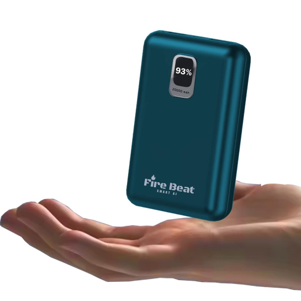 Peurofast Firebeat Powerbank with AI Powered Safety Charging 22.5W Cable Fast Charging for All Phone Models (Make in India) (Non-Wireless, 20000 MAH Slim)