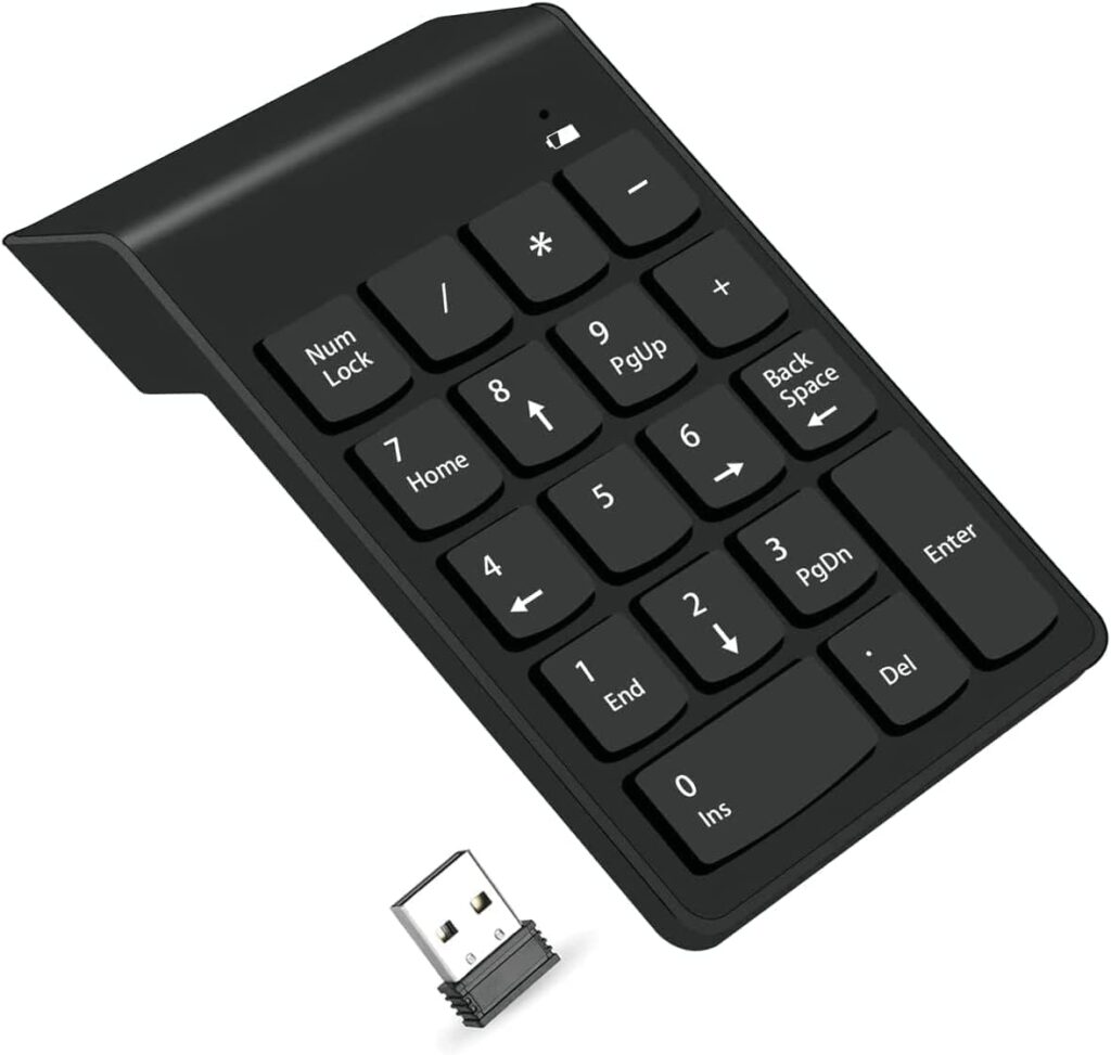 VOOCME Wireless Numpad Advanced 2.4GHz Wireless Connection 18 Keys Slim Numeric Keyboard Portable Mini Number Keypad for Laptop Computer PC