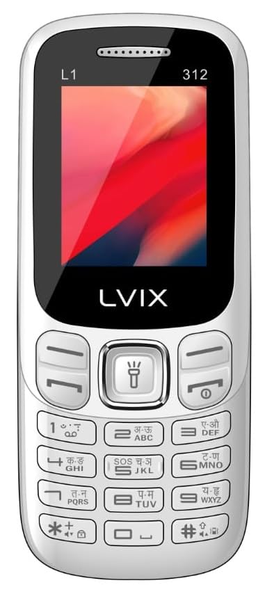 Lvix All-New L1 312 Dual Sim |Keypad Mobile| with 1.8" Display | Voice Changer | Auto Call Recording | Long Lasting Battery | Wireless FM | Digital Camera | Feature Phone | Torch | White