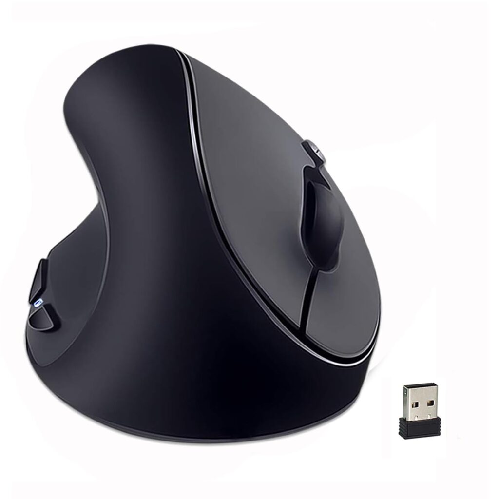 SUNGI Left-Handed Mouse,2.4GHz Ergonomic Vertical DPI 800/1200/1600 Mouse With USB Receiver For Small Hand,Black
