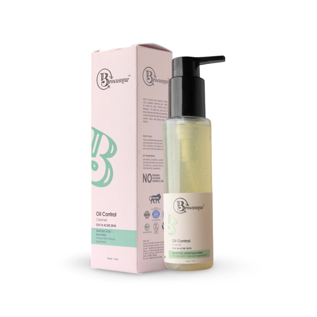 Brownsuger Oil Control Face Wash | With Salicylic Acid | Fights Acne, Controls Excess Oil | Removes Dead Skin Cells | Gentle & Non-Drying | For Men & Women | Paraben and Silicon Free | 100Ml (Pack of 1)