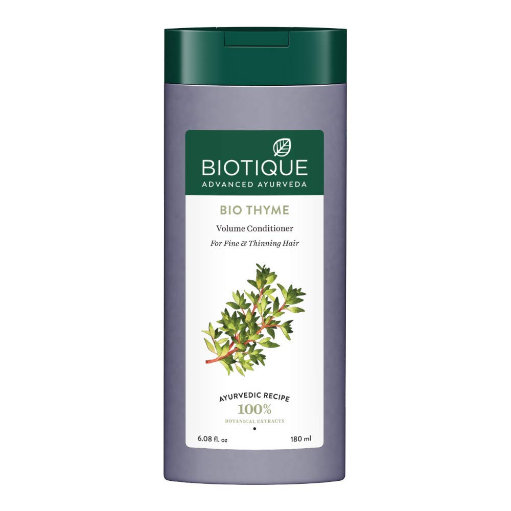 Biotique Thyme Volume Conditioner For Fine And Thinning Hair | Gives Volume And Bounce To Hair | Helps In Thicken Follicles |Suitable For All Skin Types | 180Ml, Peppermint, 180 Millilitre