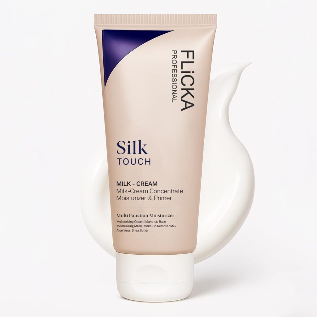 FLiCKA Silk Touch 3 in 1 Moisturizer and Primer for Face | Hydrating, Lightweight, Long-Lasting | Pore Minimizer | Dermatologically Tested | All Skin Types | Makeup Base | 60g | Cruelty-Free