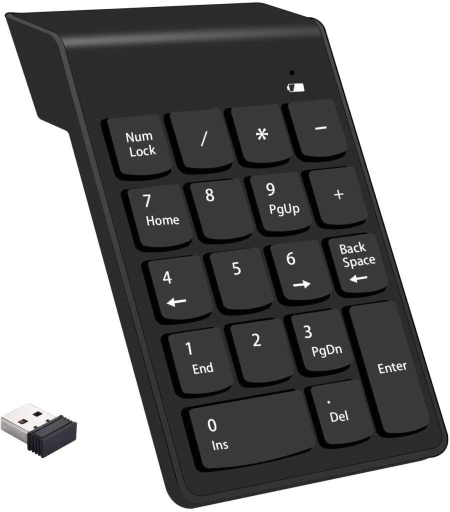 Ruhza Wireless Numeric Keyboard,Silent Number Pad Portable Numeric Keypad Keyboard with Mini USB Receiver Num Pad for Laptop Notebook, Desktop PC Computer,