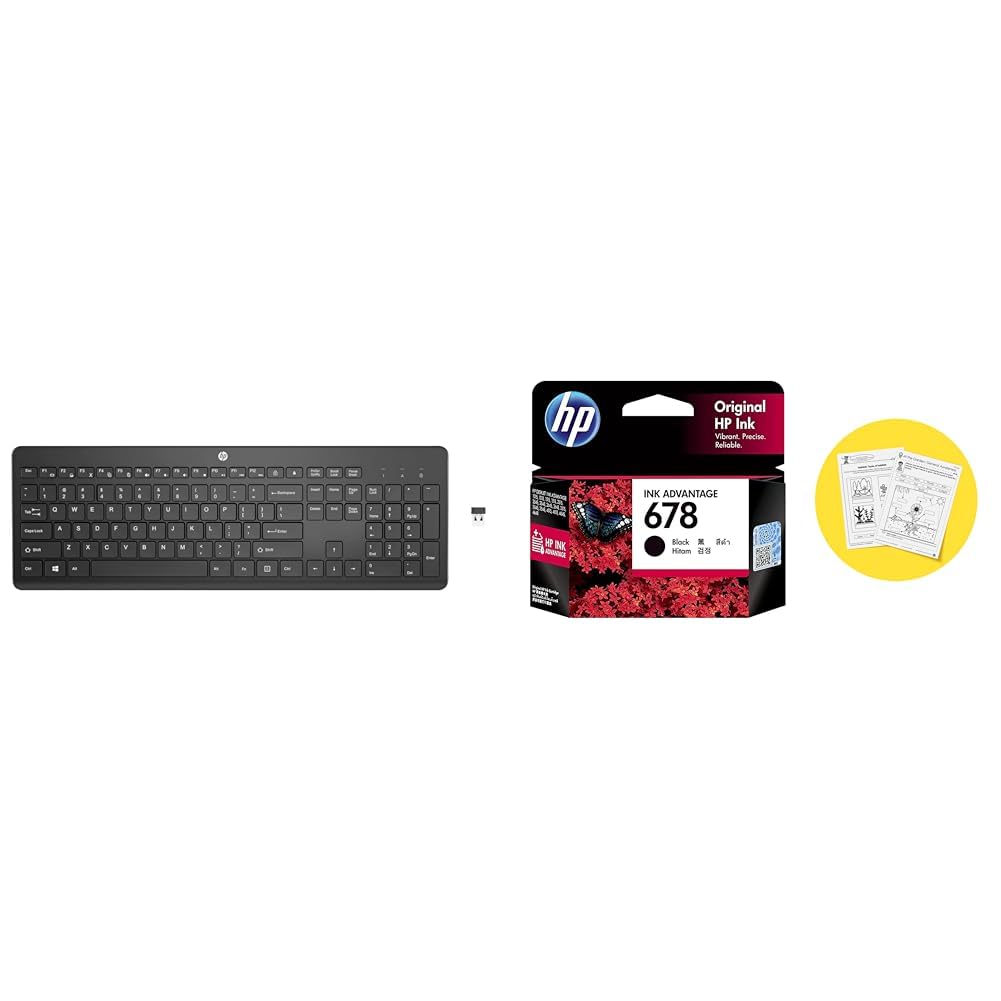 HP 230 Wireless Black Keyboard with 2.4GHz connectivity up to 10m, 12 Function Keys and 16-Month Lon