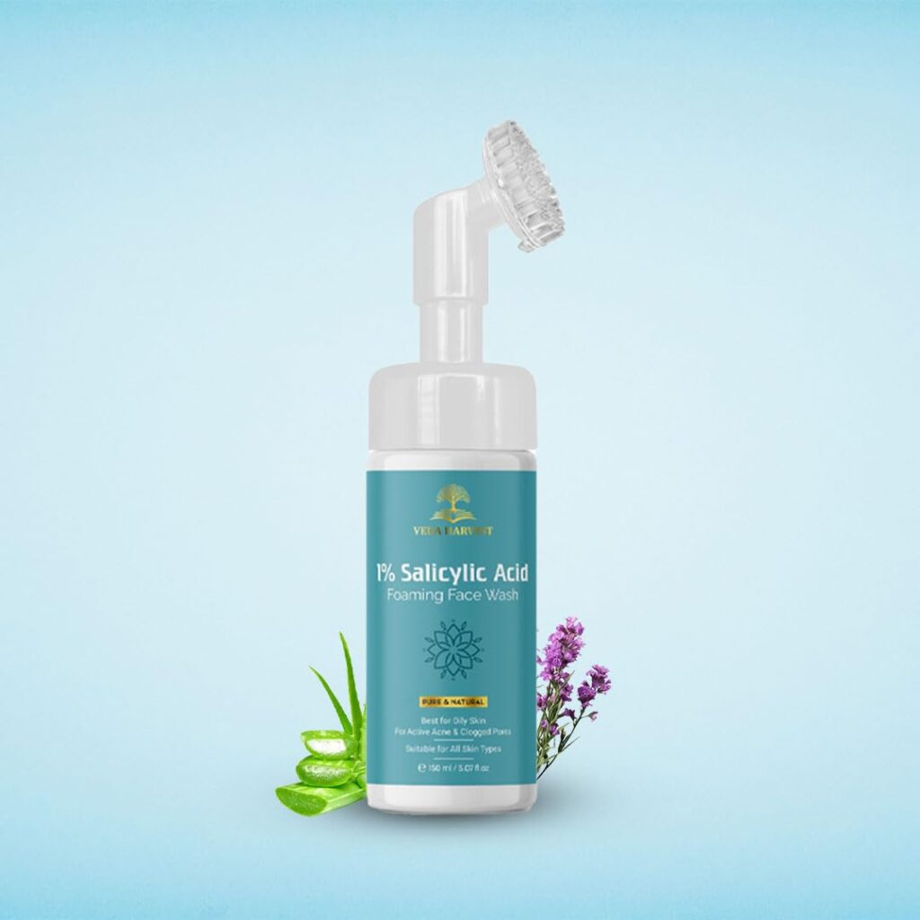 VEDAHARVEST 1% Salicylic Acid Face Wash 150 Ml For Acne & Pimple | Deep Cleansing, Oil Control, Blackhead Removal For Oily & Acne-Prone Skin