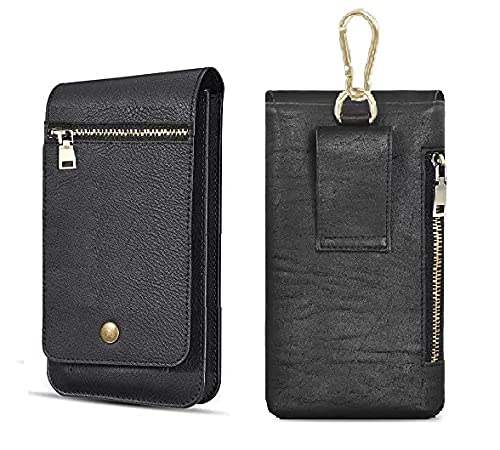 WHITBULL Multi Function Zipper Lock Mobile Case with Card & Mony Slot for Samsung Galaxy J6 / J4 / A6 2018 / A8 2018 / J7 Pro (Black)