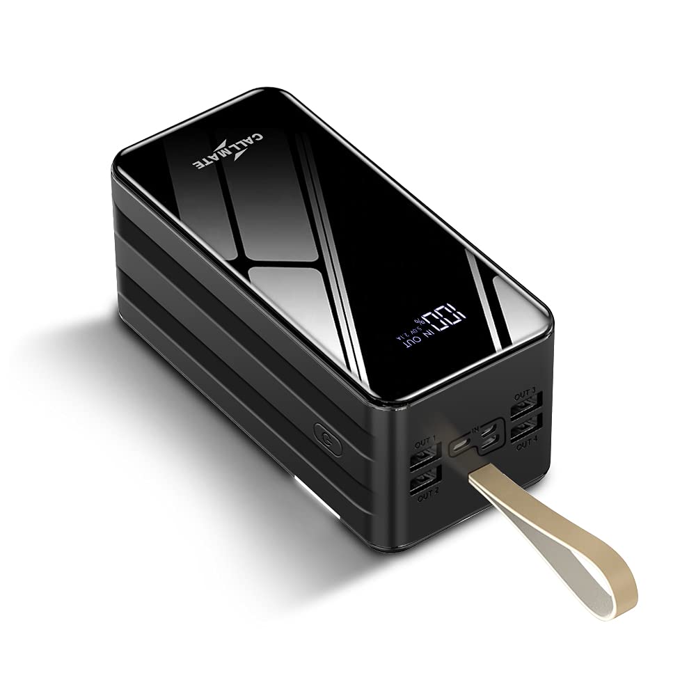 CALLMATE 80000mAh Ultra High Capacity Power Bank, 15W Fast Charging|Digital Display|4 USB Output Ports and 3 Input|LED Torch| Multi-Layer Protection for iPhone, Smartphones (Black, Lithium Polymer)