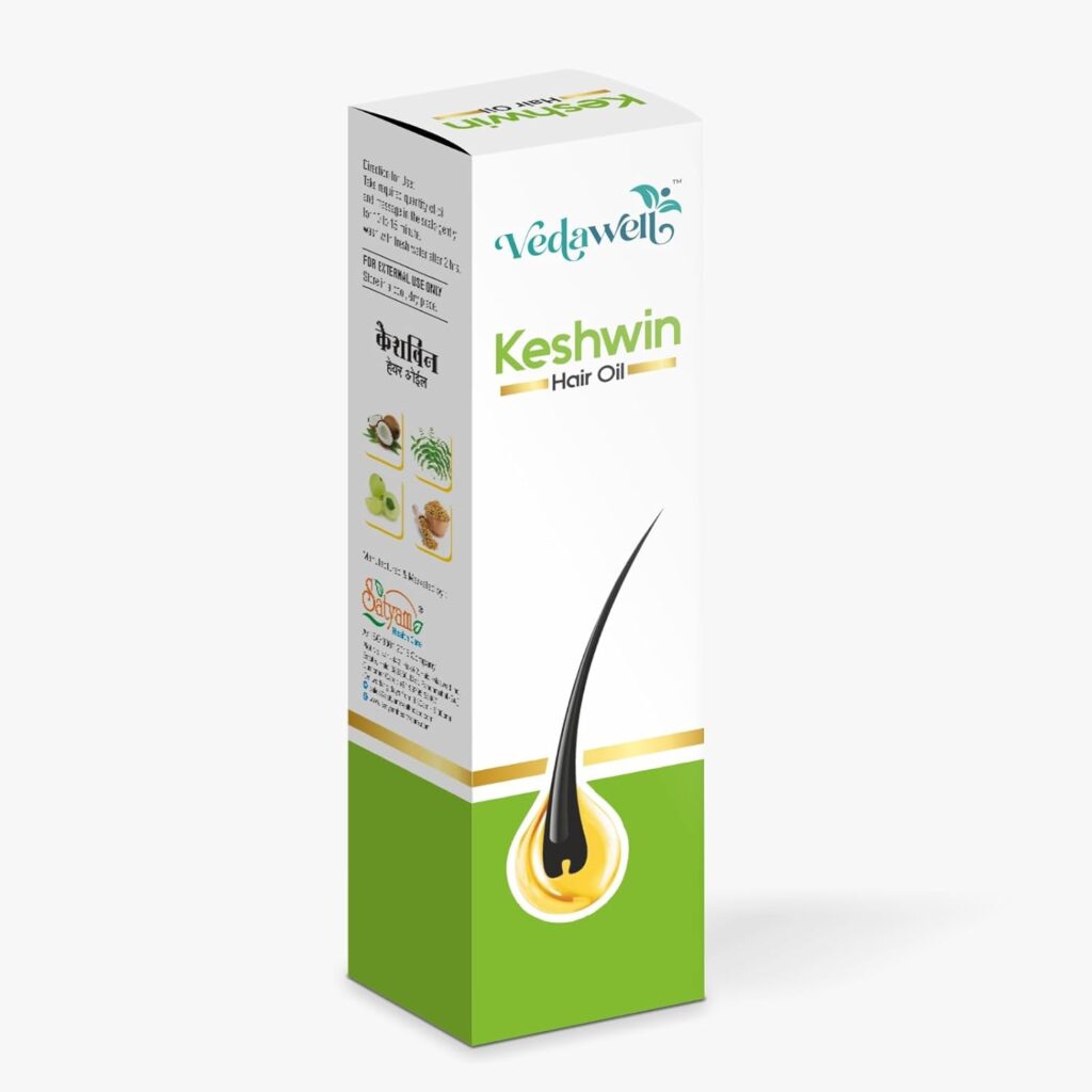 Vedawell Keshwin Hair Oil Ayurvedic Hair Oil 100ml For Hair Growth, Reduces Hair Fall & Dandruff | 100% Natural | For Men & Women With Amla, Neem, Methi, Coconut Oil