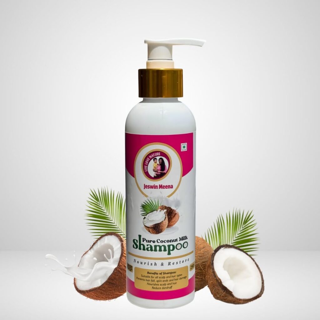 Jeswin Meena premium Cocounut Milk Shampoo For (Hair fall - Hair Damage - Dandruff) - Get Thick & Shiny Hair- 250ml
