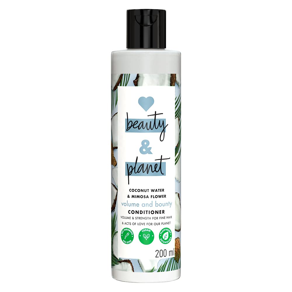 Love Beauty & Planet Coconut Water and Mimosa Flower Volume and Bounty Conditioner|| No Parabens|| No Dyes|| 100% Organic Coconut Oil, 200 millilitre