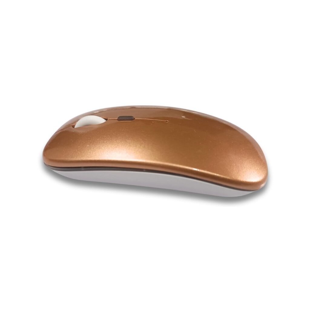 PACE Bluetooth Office Mouse, Sleek Silent Click Dual Connectivity (Bluetooth 5.2 & 2.4 Ghz dongle), Rechargeable Long-Lasting Battery, 800-1200-1600 DPI, Compatible with Laptop, MacBook, PC (Gold)