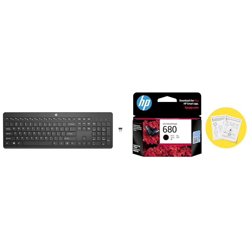 HP 230 Wireless Black Keyboard with 2.4GHz connectivity up to 10m, 12 Function Keys and 16-Month Lon