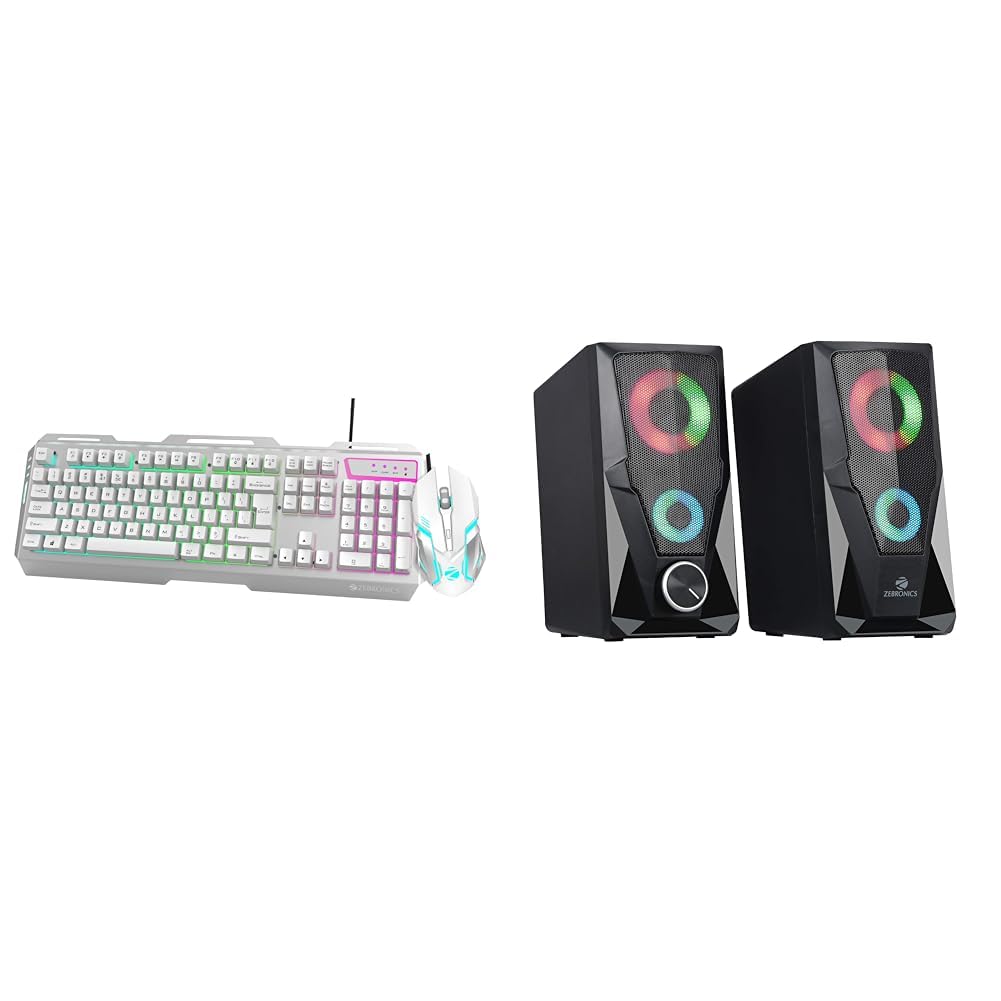 Zebronics Transformer Gaming USB Keyboard & Mouse Combo,Braided Cable,Durable Al Body,Multimedia Key