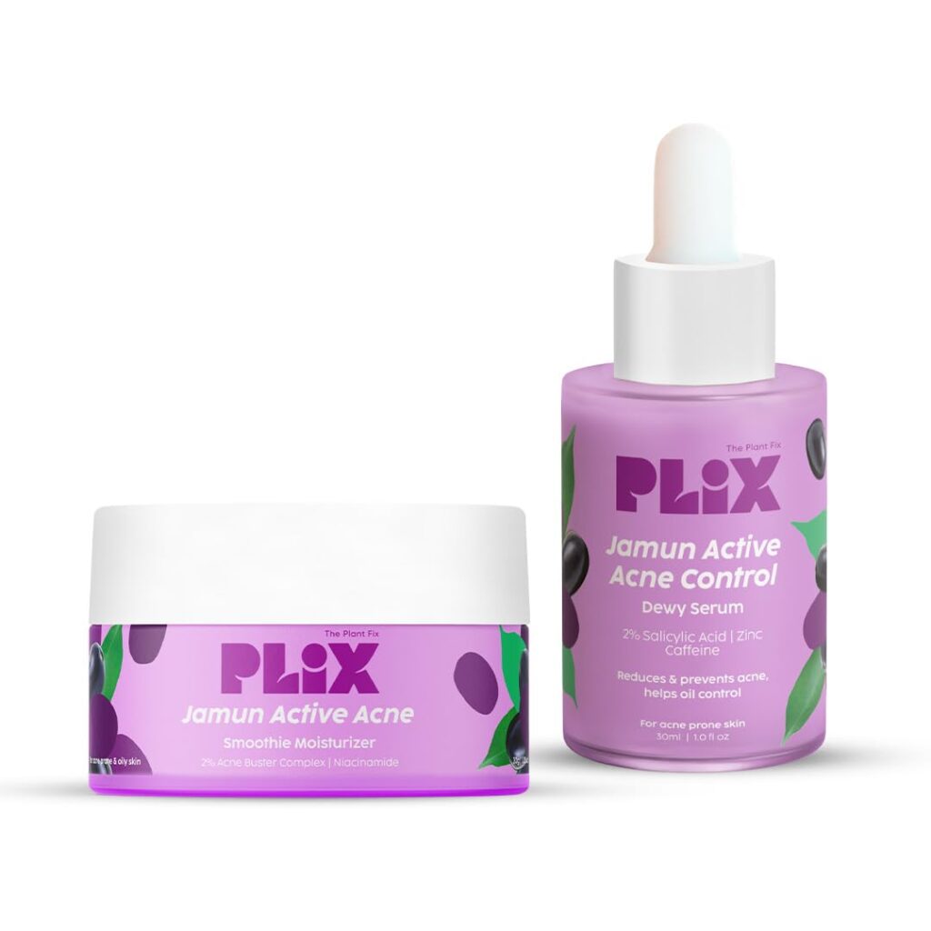 PLIX - THE PLANT FIX 2% Niacinamide and Salicylic Acid Jamun Moisturizer and Serum Combo(30 gm + 30ml), Helps Reduce Pimples with For Oily and Acne Prone Skin, With Witch Hazel & Jamun Extract