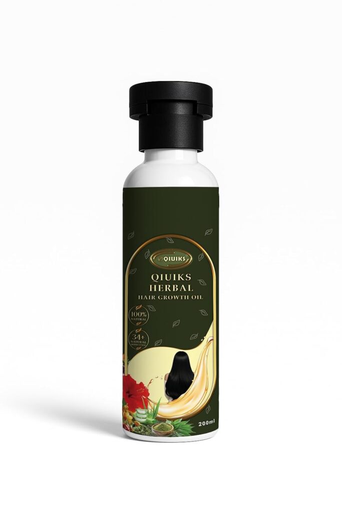 QIUIKS Herbal Hair Oil – Enriched with a Powerful Blend of 34 Natural Herbs | Promotes Hair Growth, Reduces Hair Fall & Nourishes Scalp (100 ML)
