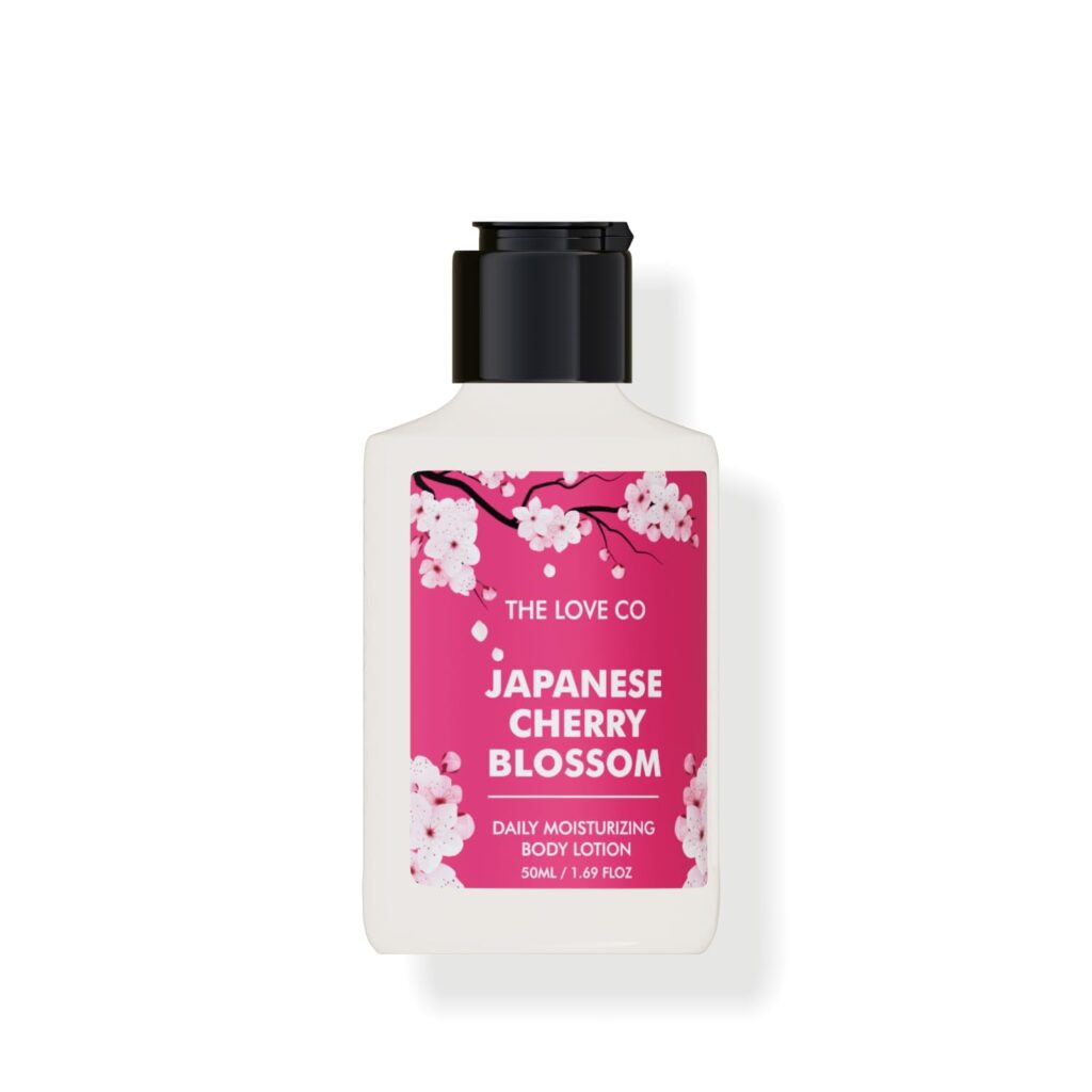 THE LOVE CO. Japanese Cherry Blossom Perfume Body Lotion | Niacinamide, Cocoa Butter & Shea Butter For Deep Moisturization | Lightweight, Non-Sticky | Body Lotion For Dry Skin - 50ml