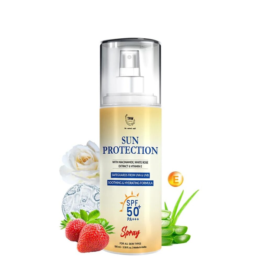 TNW-THE NATURAL WASH Sunscreen Spray | Face & Body Sunscreen for Men & Women | SPF 50 with Niacinamide & White Rose Extract | For Sun Protection Against UVA/UVB | With SPF 50 & PA+++