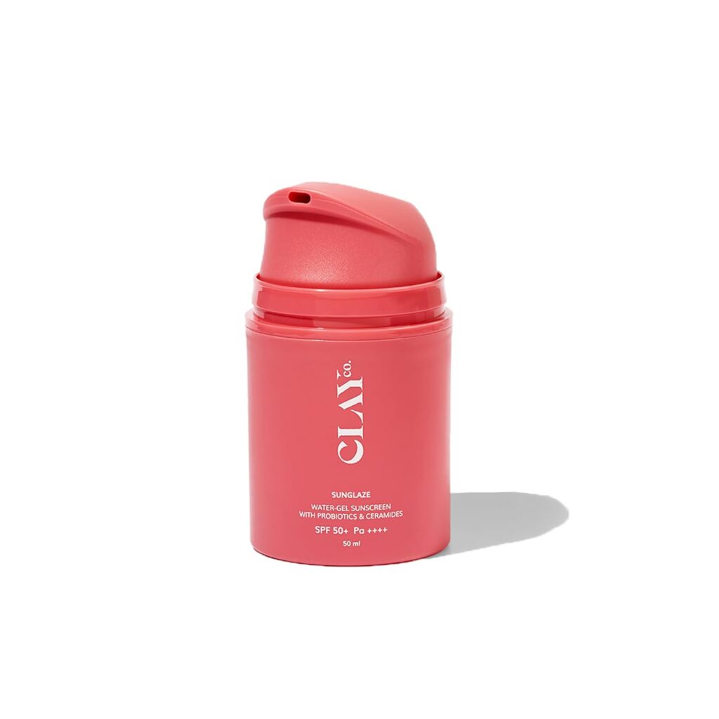 Clayco Sunglaze Sunscreen SPF 50 PA++++ | Probiotic & Ceramide Infused Sunscreen | Lightweight, Non-Greasy, Fast Absorbing Broad Spectrum Cream | UVA, UVB & Blue Light Protection | Hydrating, Brightening & Suitable for All Skin Types | 50ml
