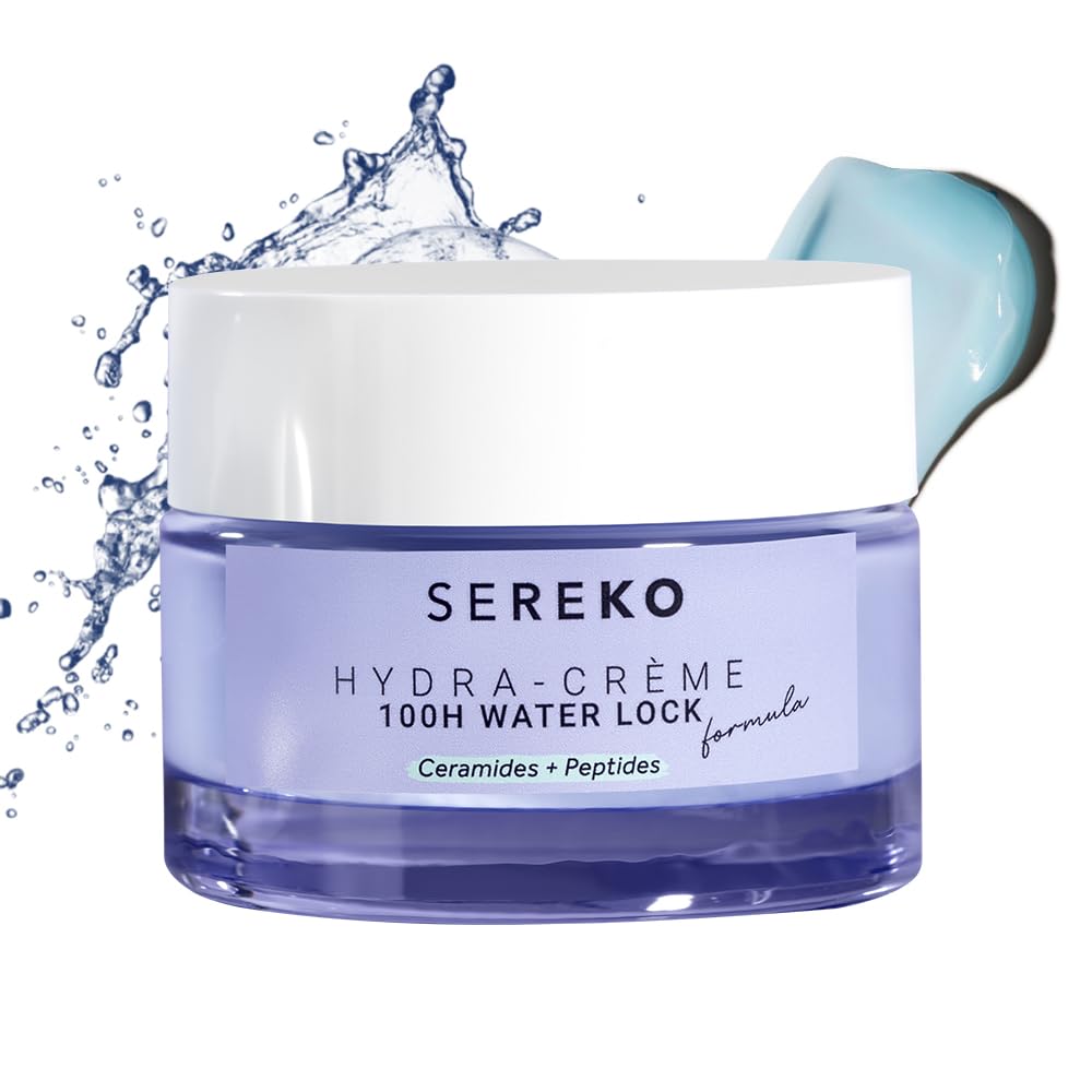 SEREKO Hydra Creme Ceramide Moisturizer Cream, Skin Barrier Repair, Long Lasting Hydration Up To 100 Hours, Locks Moisture, With Peptide, Lightweight Gel Formula, All Skin Types, For Men & Women, 50ml