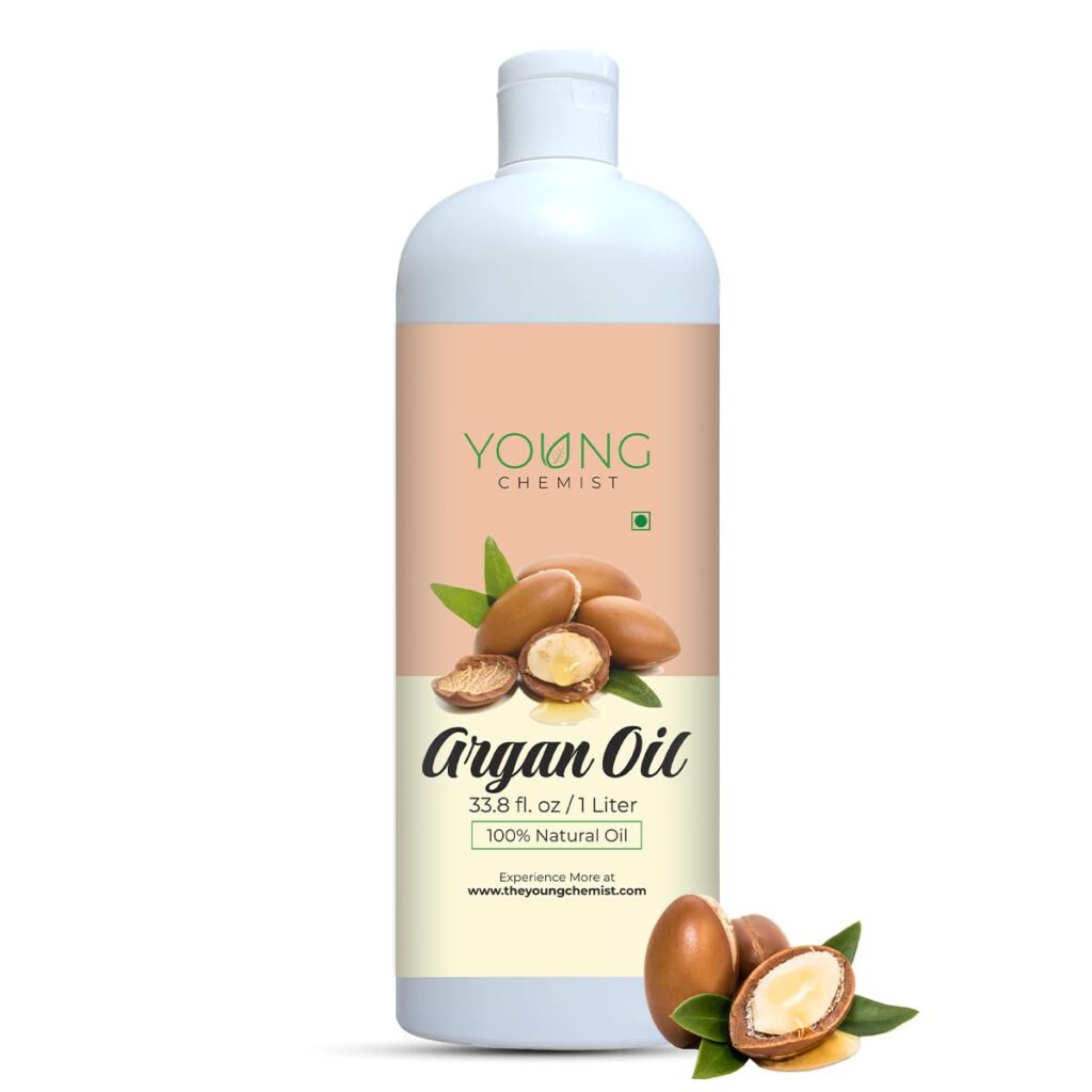 Young Chemist Argan Oil for Men - Grooming Essential for Beard, Hair, & Skin, Multi-Use Formula, 1 Litre
