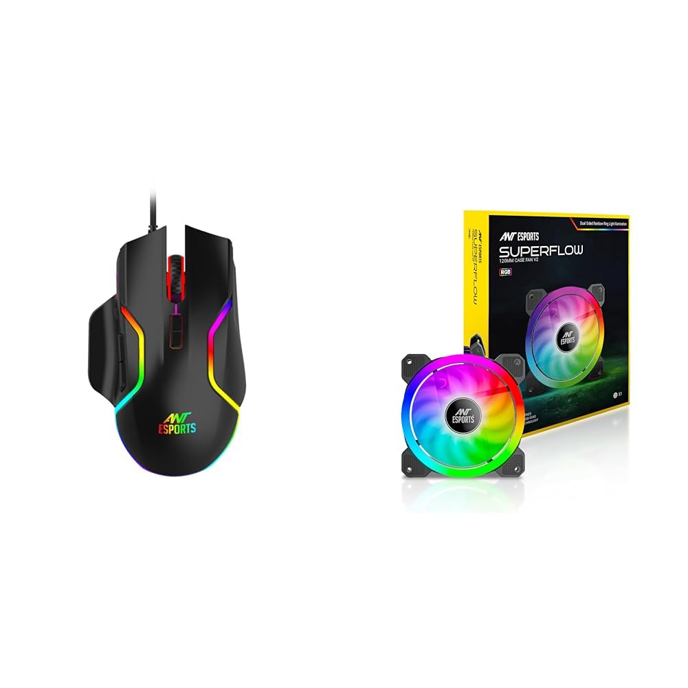 Ant Esports GM320 RGB Optical Wired Gaming Mouse | 8 Programmable Buttons | 12800 DPI I Ergonomic De