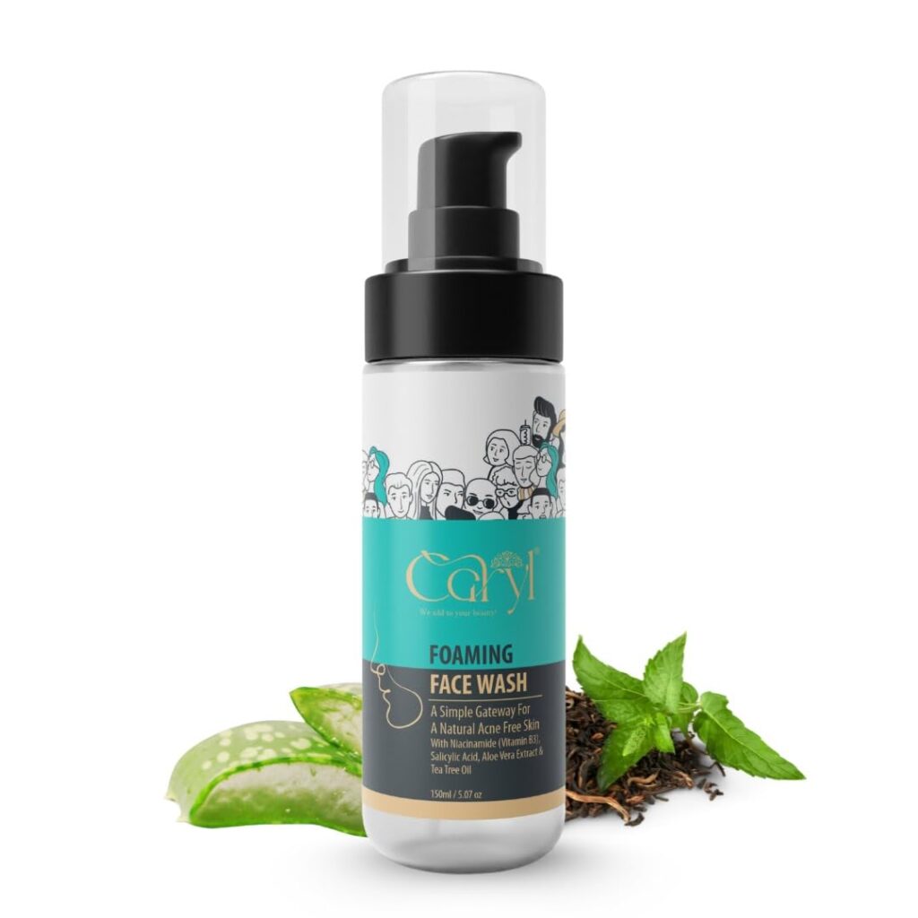 Caryl Tea Tree & Salicylic Acid Foaming Face Wash | With Aloe Vera Extracts | For Deep Cleansing | Anti Acne Face Wash for Oily Skin | Reduces Acne, Pimples | Ideal for Men and Women - 150 ML