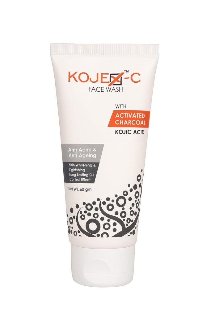 KOJEX-C Face Wash with Activated Charcoal & Kojic Acid – Anti Acne & Anti Ageing | Skin Whitening & Brightening | Oil Control Face Cleanser for Men & Women – 60g