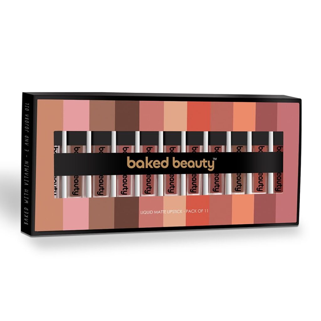 BAKED BEAUTY Set of 11 Transferproof Mousse Matte Liquid Mini Lipstick With Vitamin E - 1.5 ml each (MULTICOLOUR)