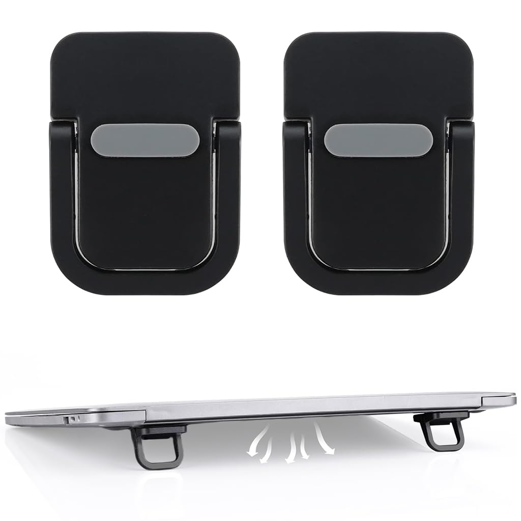 ZORBES® Portable Invisible Laptop Riser Stand Mini Self-Adhesive Laptop Stand Metal Lightweight Cooling Pad Compatible with MacBook, Lenovo, Dell & All Laptops Pack of-2