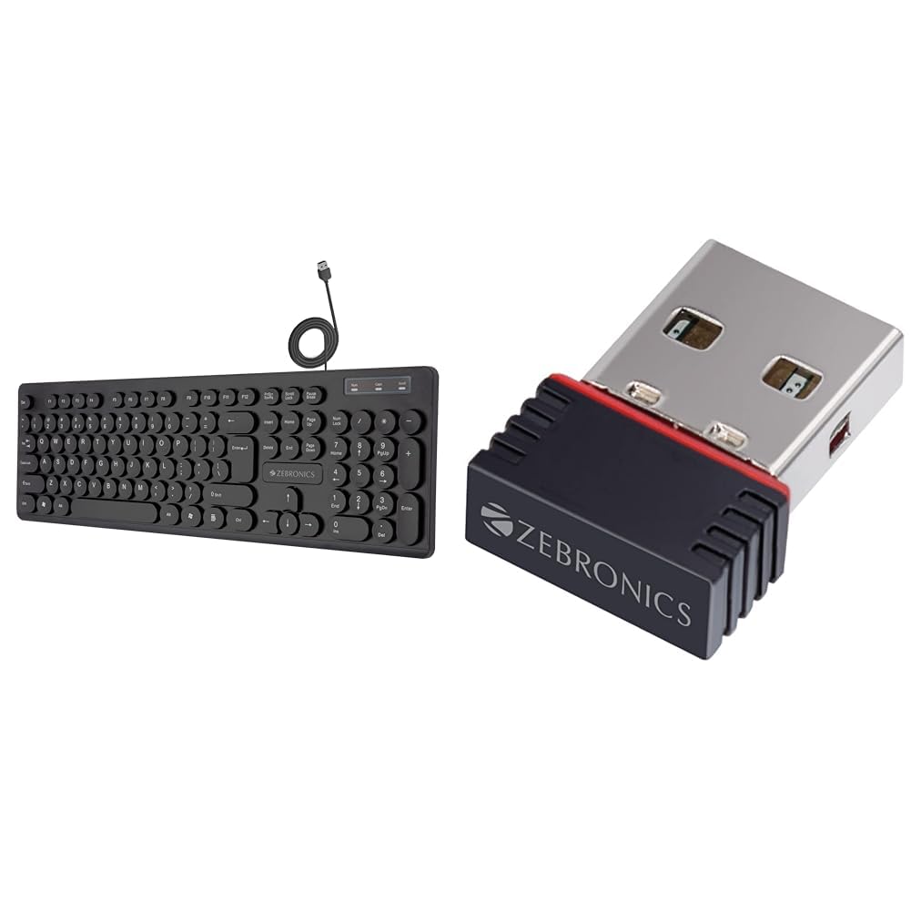 ZEBRONICS K24 USB Keyboard with Long Life 8 Million Keystrokes, Silent & Comfortable Use, Slim Desig