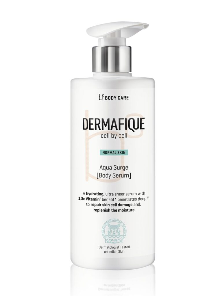 Dermafique Aqua Surge Body Lotion for Winters – 300ml | Protects Against UV Action | 10x Vitamin E Benefits, Glycerine, Shea Butter| Repairs Skin Cell Damage | Dermatologist Tested on Indian Skin