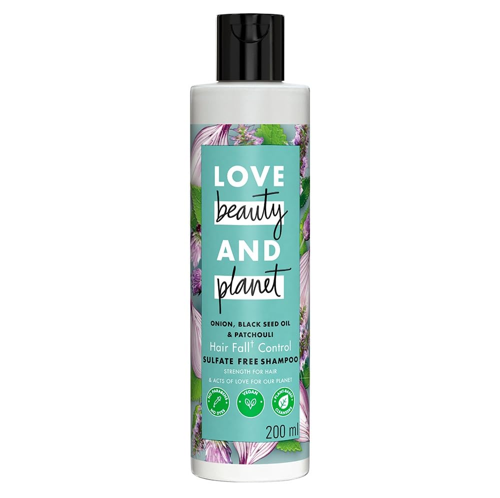Love Beauty And Planet Onion oil|| Blackseed oil & Patchouli Sulfate Free Hairfall control Shampoo|| No Parabens|| No Dyes|| Patchouli Essential Oil|| 200 ml