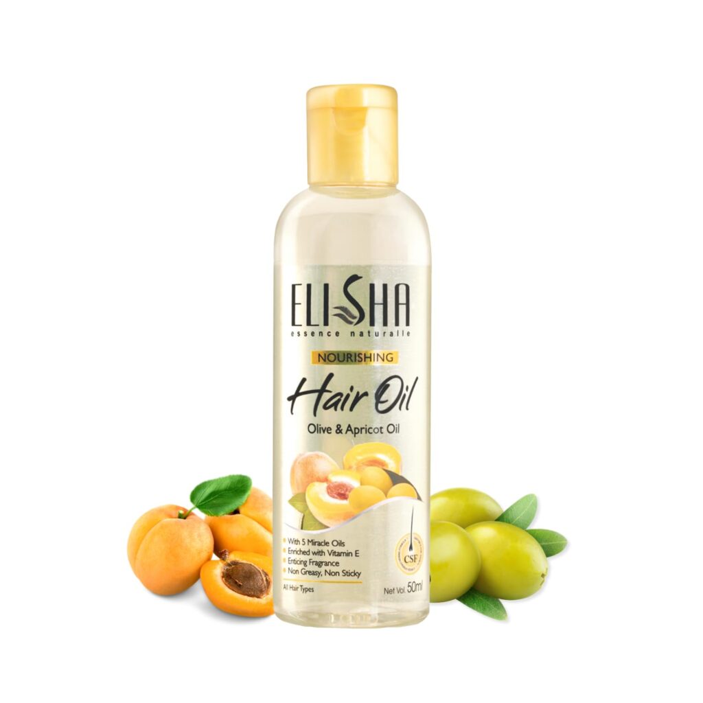 Elisha Essence Nourishing Olive & Apricot Hair Oil – 50ml Deeply Hydrating & Strengthening Formula for All Hair Types