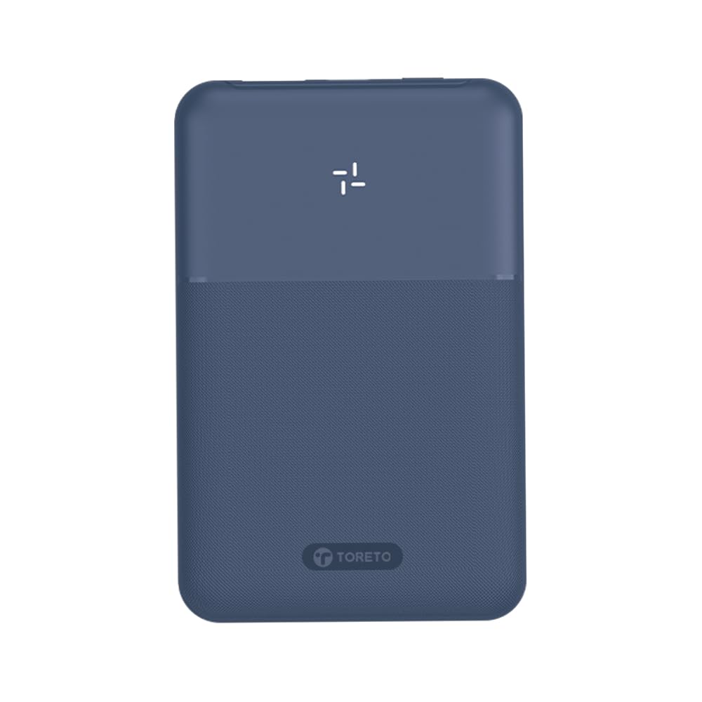Toreto 10000mAh Slim & Compact Powerbank 22.5W Fast Charging, USB & Type C Output, Power Delivery, Quick Charge for iPhone, Android & Tablets, Earbuds, (Power Tint 10, Navy Blue)