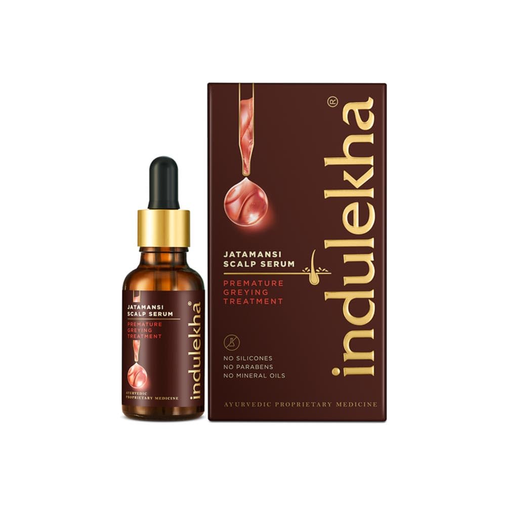 Indulekha Jatamansi Premature Greying Treatment Scalp Serum 30ml | Ayurvedic Serum for treating Premature Greying