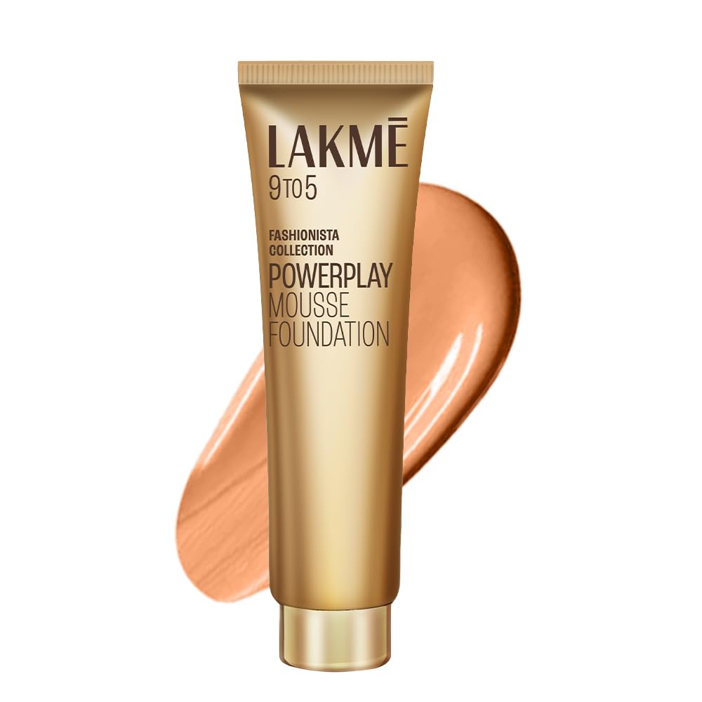 Lakme Powerplay Mousse Foundation, Matte Finish, Full coverage, Lightweight, Long Lasting Face Makeup,Rose Ivory, 25g