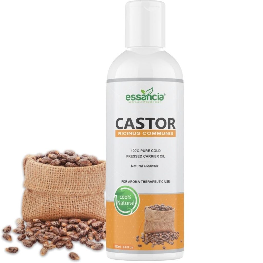essancia - NATURALLY In EVERY DROP Castor Carrier Oil For Hair Growth, Skin Care, Beard Growth, Dark Circles, Eyelashes & Eyebrows. 100% Natural, Organic, & Pure Cold Pressed Carrier Oils. (209G )