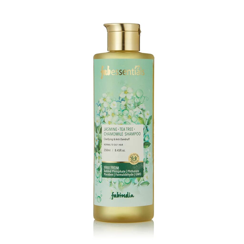 Fabessentials Jasmine Tea Tree Chamomile Shampoo |Clarifying & Anti-Dandruff Shampoo for Deep Cleansing | Calms Irritated Scalp and Nourishes Hair | pH 5.5| Normal to Oily Hair | 250 ml