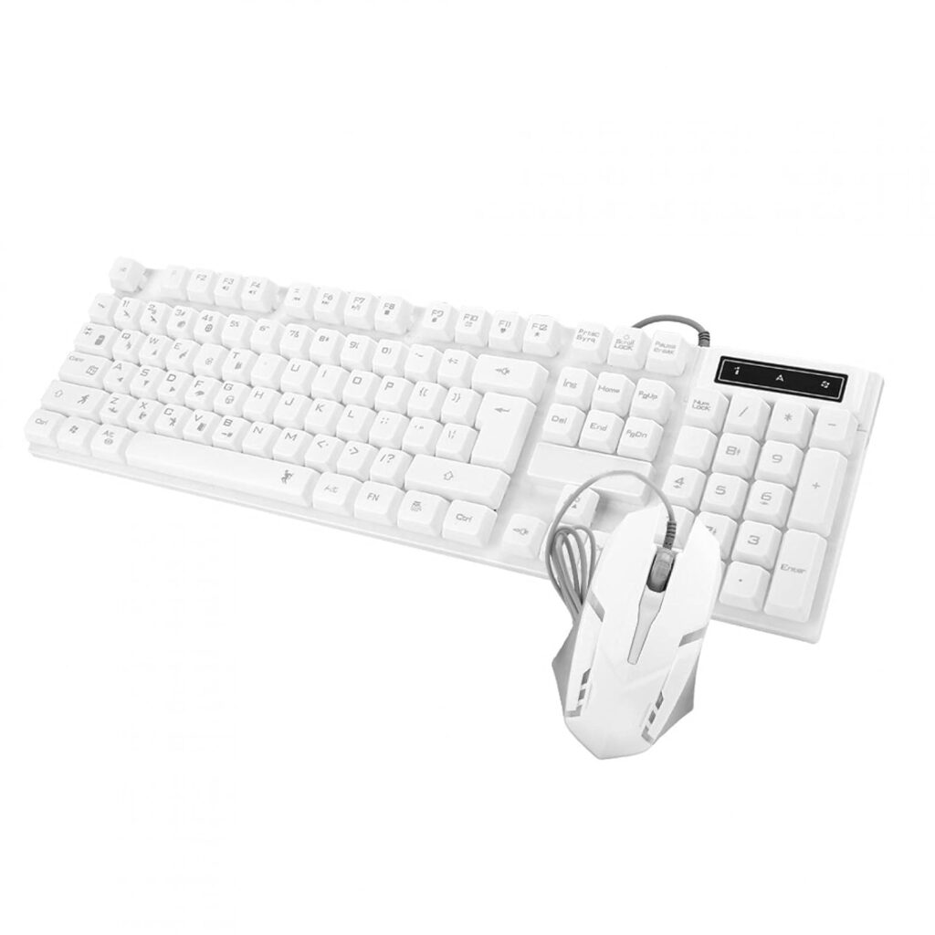Wired Keyboard and Mouse Combo, Ergonomic Design Plug and Play Laptop Keyboard for Laptop PC Desktop Computer Notebook for Gaming for Home and Office(White)
