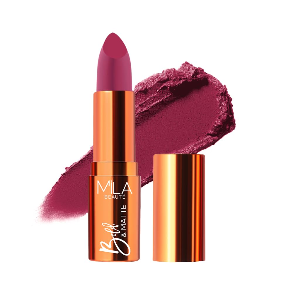 Mila Beauté Bold & Matte Long-Lasting Lipstick | Highly Pigmented Soft Matte Finish | Lightweight & Hydrating with Jojoba Oil | Shade - (Twisted Bliss 4.2g)