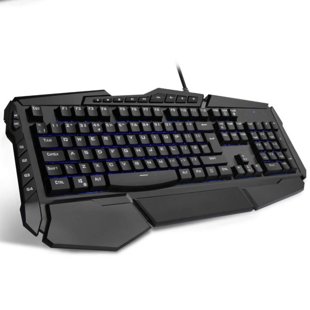 Keyboard Programmable Gaming Keyboard 7-Color Led Rainbow Backlit Gaming Keyboards Water Resistant Design