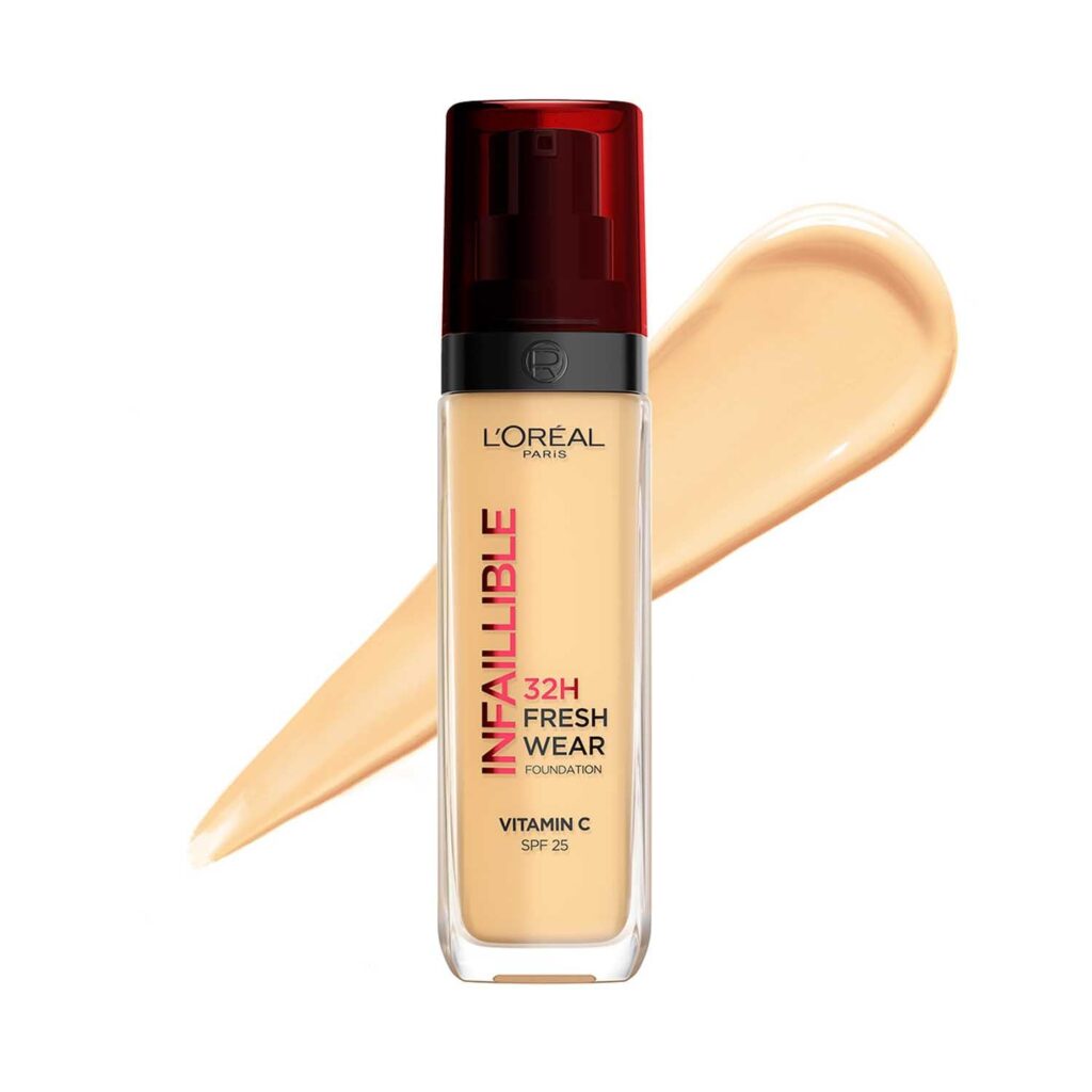 L'Oreal Paris Liquid Foundation, Infaillible 32H Fresh Wear, Oil Absorbing Formula, Transferproof, Heatproof and Long-lasting, Suitable for All Skin Types, 140 Golden Beige, 30ml