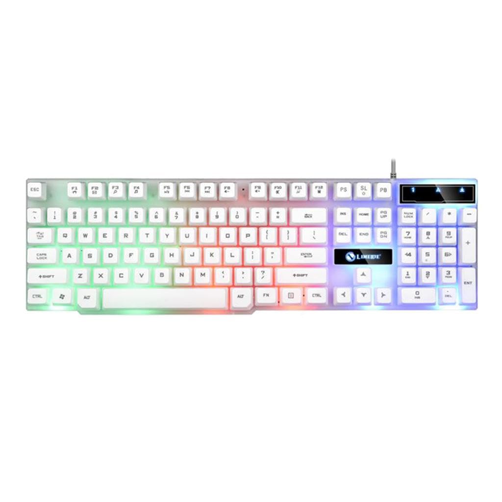 UJEAVETTE Wired Gaming Keyboard RGB Backlit Multimedia Keys White
