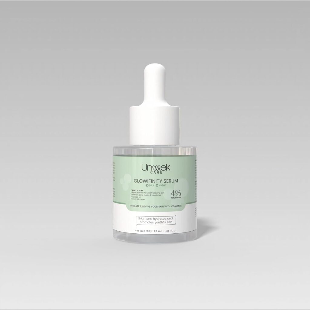 Uneek Glowinfinity Serum | Contains 4% Niacinamide | Brightnes, hydrates and promotes Youthful skin | Fights dullness and Control's Oil |Removes Dark Spots, blemishes and Pigmentation | Maintains Skin pH Balance | For all skin types | 40ml