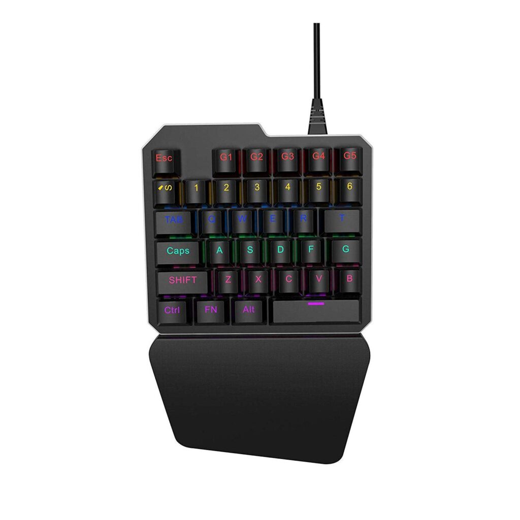 coolbaby RS-7 7 Colors LED 35 keys Backlight Single Hand Professional Gaming Keyboard USB Wired Anti-Ghosting Keyboard For Game